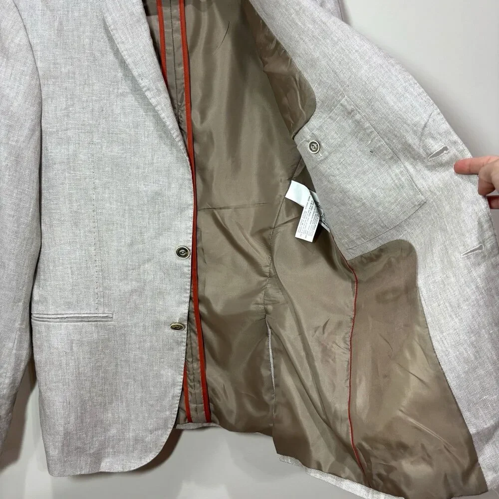 Zara Light Gray Linen-Blend Sport Coat with Subtle Texture